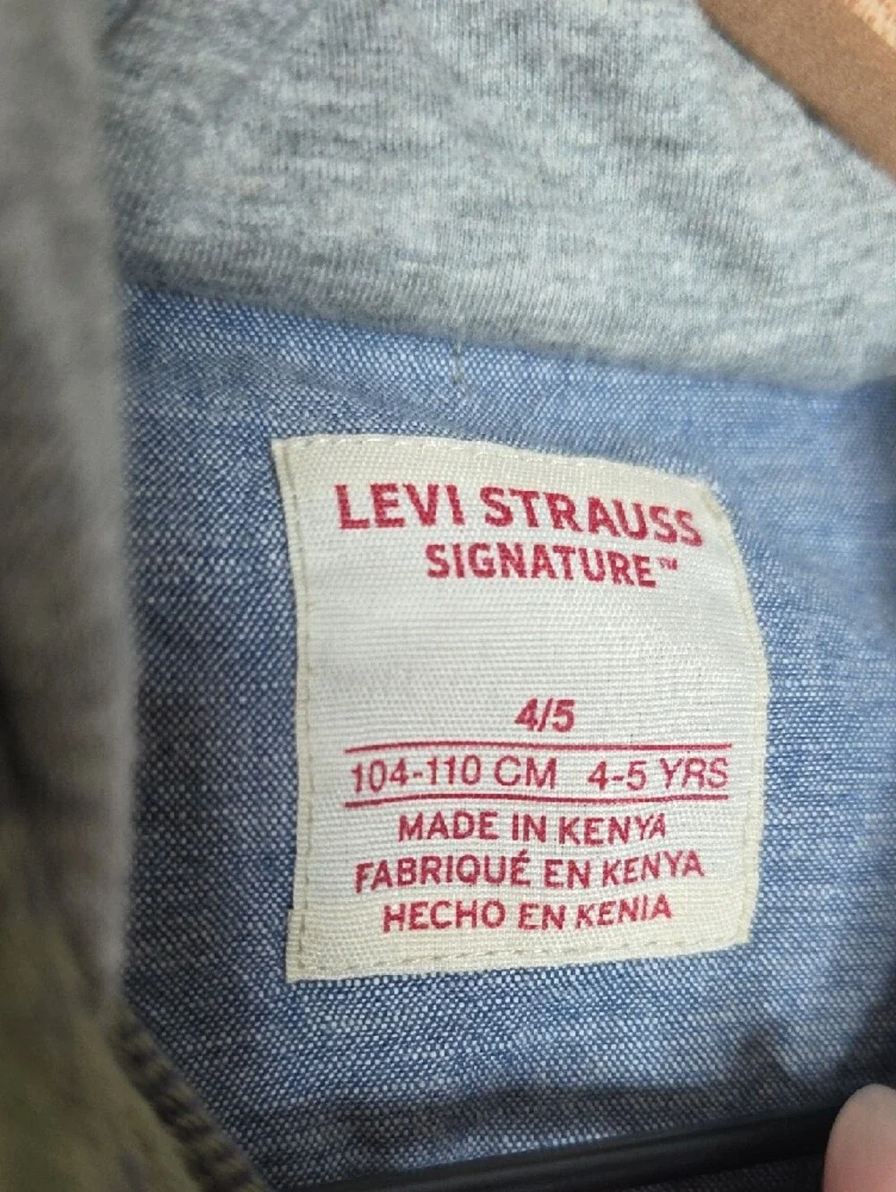 Levi's Boys Green Blue Plaid Hooded Flannel Shacket Shirt Size 4/5 90s Grunge